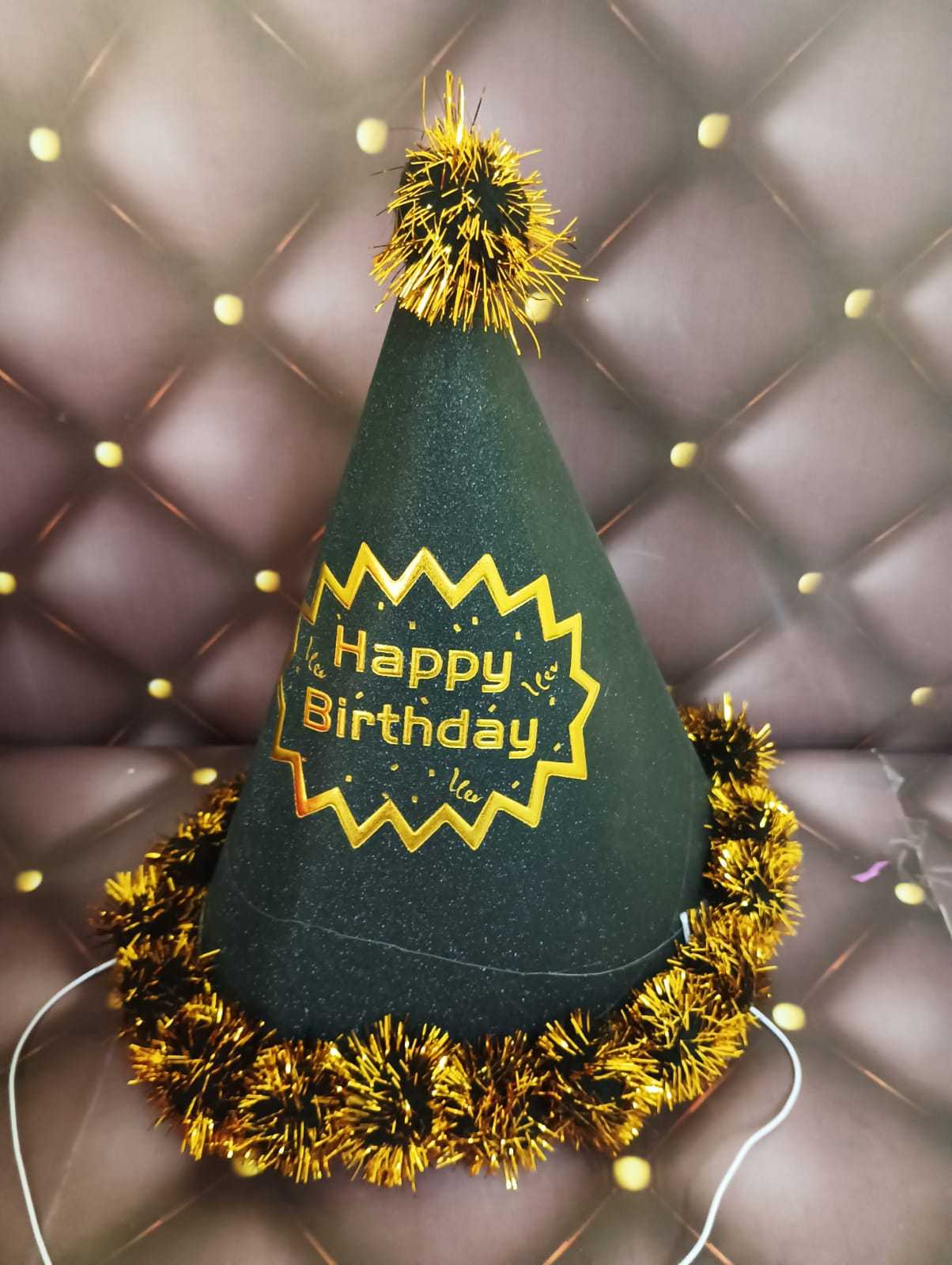 Birthday Fancy Cap -Big (Black with Golden)
